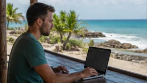 Traveller sharing a Tanzania eSIM connection through a smartphone hotspot