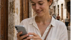Traveller configuring a Tanzania eSIM on an iPhone
