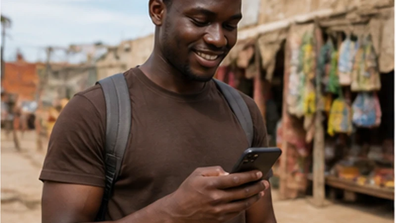 Traveller evaluating the value of a Tanzania eSIM on a smartphone