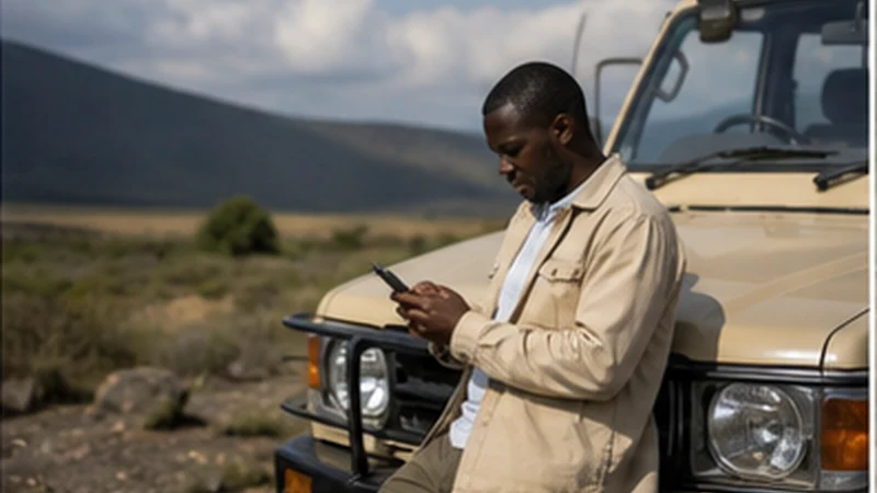 Road traveller using offline maps and mobile data in Tanzania