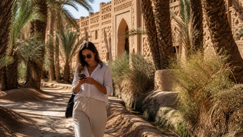 Traveller using a smartphone for Tozeur Mobile Internet in Tunisia