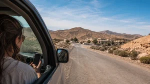 Traveller using a smartphone for Tunisia Algeria Border Mobile Internet in Tunisia