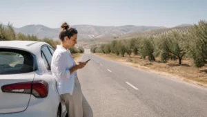 Traveller using a smartphone for Tunisia eSIM Coverage in Tunisia
