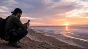 Traveller using a smartphone for Tunisia Photography Trip Internet in Tunisia