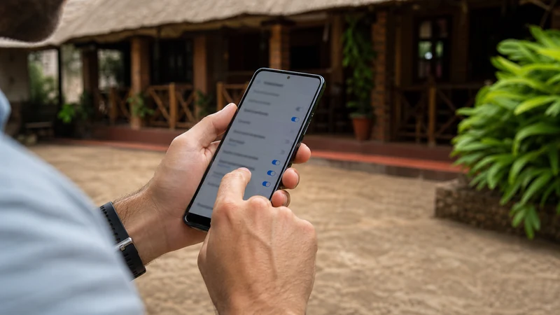 Close editorial view of phone network settings.