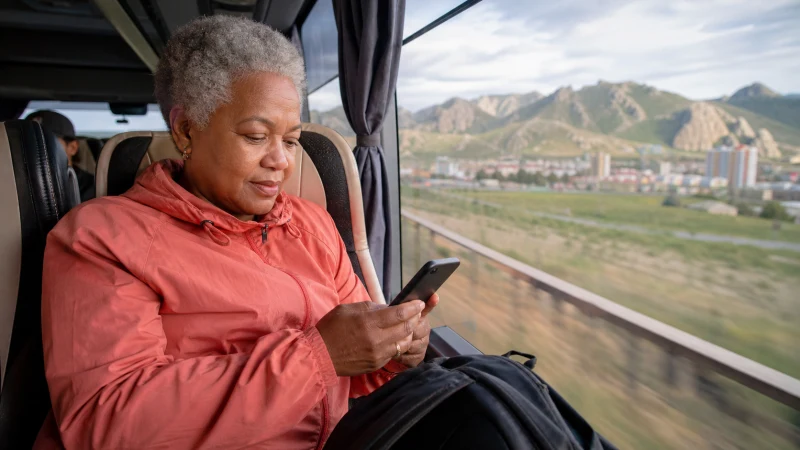 Traveller using a smartphone in Mongolia for ulaanbaatar terelj mobile internet