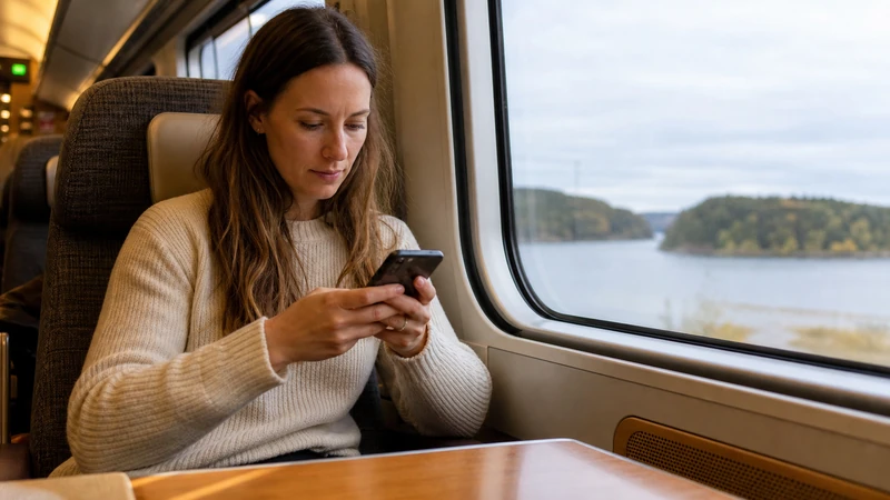 Traveller using a smartphone while preparing for unlimited mobile data in sweden: what the fine print means