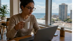 Traveller using a smartphone in Uruguay for uruguay long stay mobile internet
