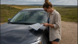 Traveller using a smartphone in Uruguay for uruguay offline maps road trip