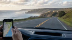 Traveller using a smartphone in Uruguay for uruguay road trip mobile internet