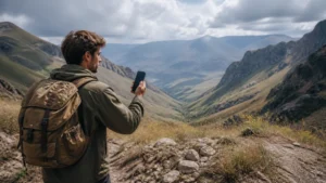 Traveller configuring diagnosing slow eSIM data in Armenia on a smartphone in Armenia