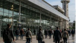 Traveller using a smartphone in Uruguay for wifi carrasco airport