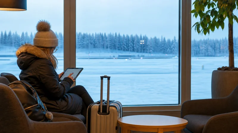 Illustrative Finland travel scene for Wi-Fi at Rovaniemi Airport: An Arrival Guide