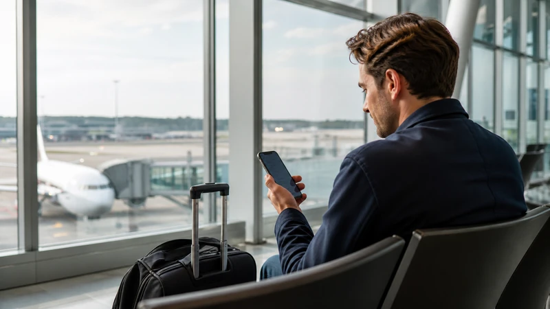 Traveller using a smartphone while preparing for wi-fi at stockholm arlanda airport: an arrival guide