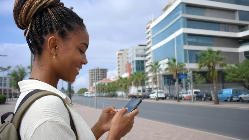 Traveller checking 4G and 5G service in Cape Verde