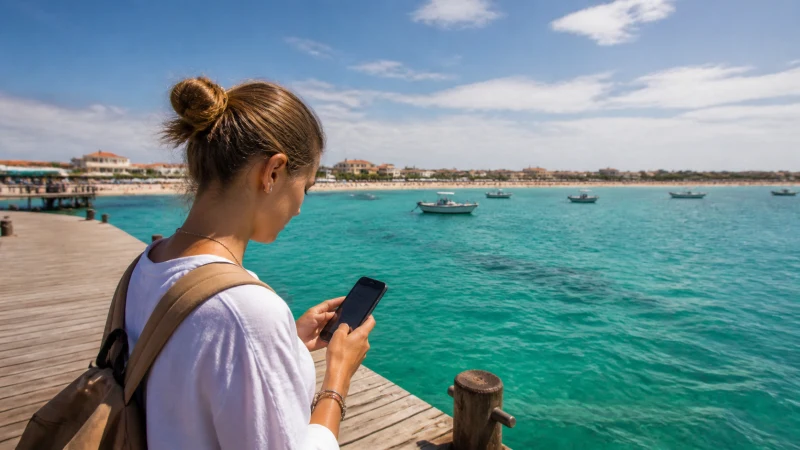 Traveller using an iPhone with eSIM in Cape Verde