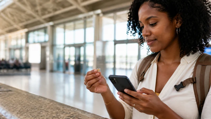 Traveller buying a SIM card at Sal Airport